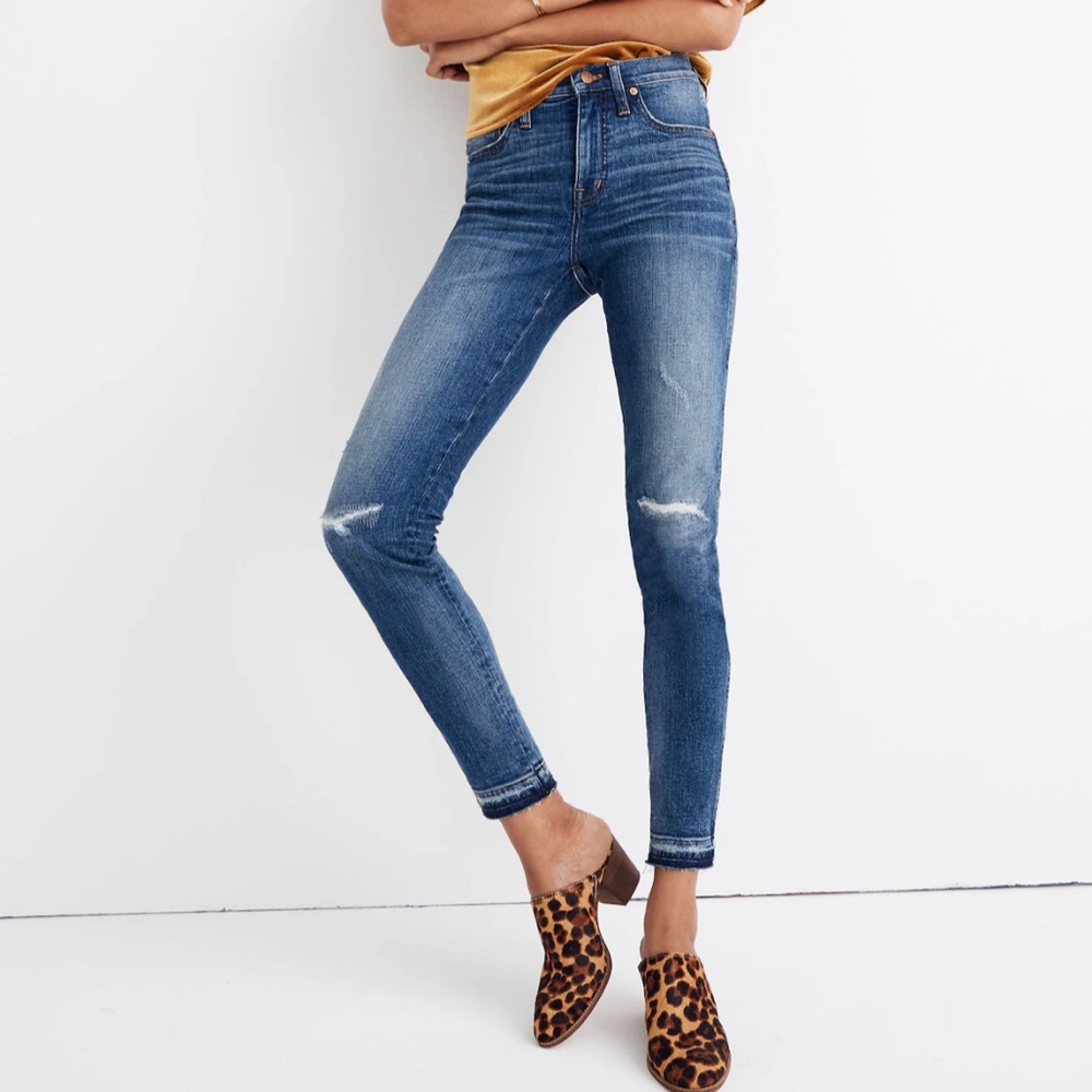 Madewell 9 inch High Rise Skinny Rip and Repair Edition Jeans 30 NEW
